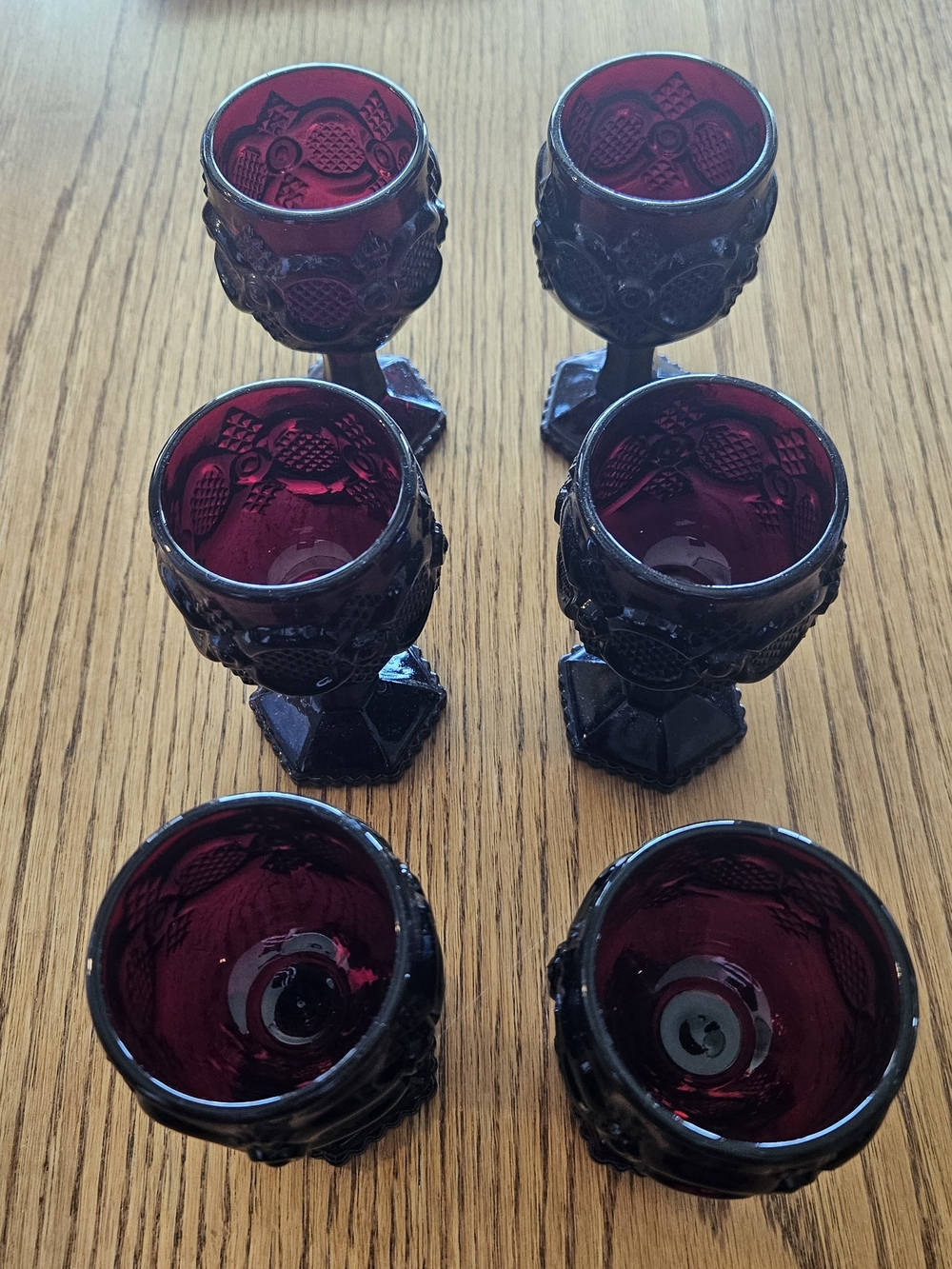 Avon Cape Cod Vintage Set of 6 Ruby Red Goblet Style Glasses